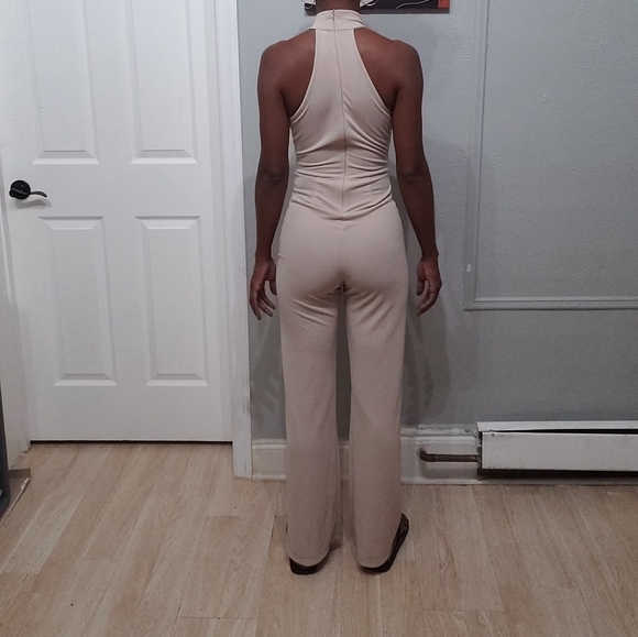 Tan Chocker jumpsuit Romper - Picture 9 of 9